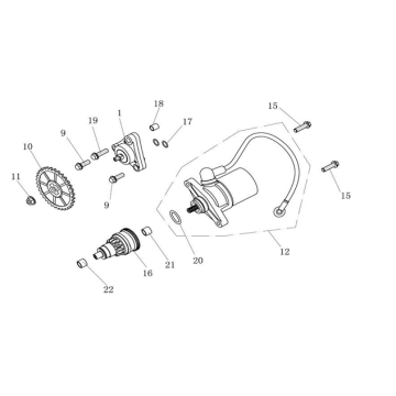 Startmotor - Bendix China Ape 50 zwart