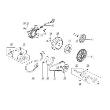 Startmotor Kymco Downtown 300i donkergrijs