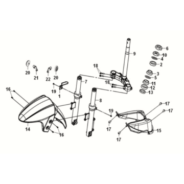 Steering stem/ front cushion Sym E-XPRO 45 KM/U 2020-2021 Red (R010CA)