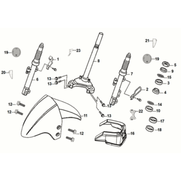 Steering Stem - Front Cushion Sym Orbit III 125i E5 White (WH-006)