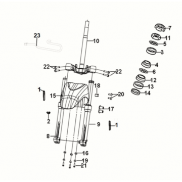 Steering stem - front cushion Sym Symphony ST 50 E5 Gray/ Red (GY-430C) (Red seat)