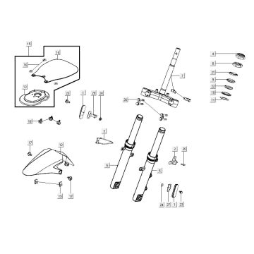 Stem steering front Kymco Super8 R E5 MAT ZWART