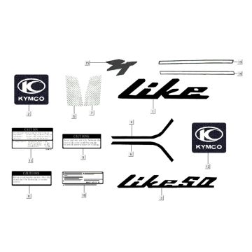 Emblemen - Stickers - Logo Kymco Like TT 50 4-takt AC diamantwit