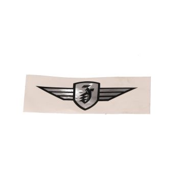 Sticker (Zundapp logo vleugel) chroom/zwart 8cm