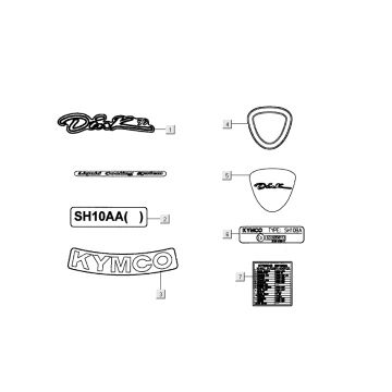 Emblemen - Stickers - Logo Kymco Dink 50 2-takt LC zilver