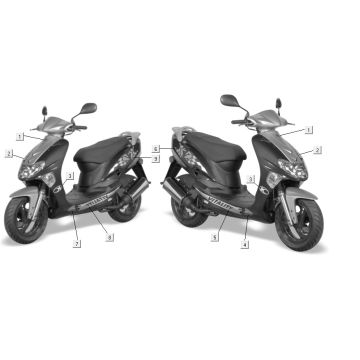 Emblemen - Stickers - Logo 1 Kymco Vitality 50 2-takt AC parelzilver