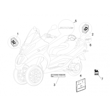 Emblemen - Stickers - Logo Piaggio MP3 300 LT Sport 2009-2014 grijs nevelwolk 773/B