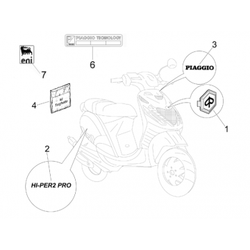Emblemen - Stickers - Logo Piaggio Zip 50 SP 2-takt LC 2006-2013 maanwit 544