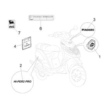 Emblemen - Stickers - Logo Piaggio Zip 50 SP 2-takt LC 2006-2013 wit 724