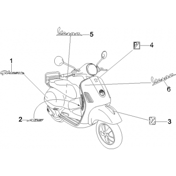 Emblemen - Stickers - Logo Vespa GTS 250 ie 2005-2009 (met ABS)