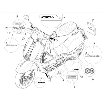 Emblemen - Stickers - Logo Vespa GTS 300 HPE 4V ie ABS Euro 4 2019
