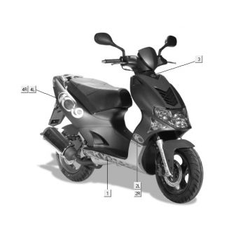 Emblemen - Stickers - Logo Kymco Super9 50 2-takt LC oud model matzwart-rood