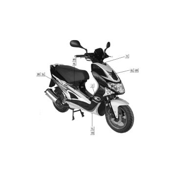 Emblemen - Stickers - Logo Kymco Super9 50 2-takt AC oud model matzwart zilver