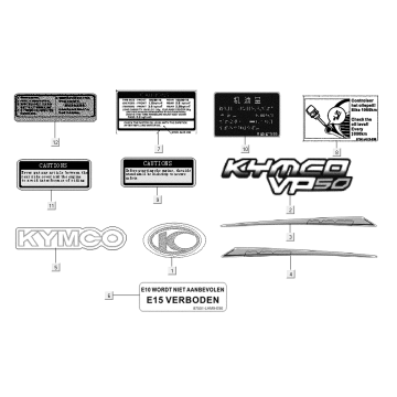 Emblemen - Stickers - Logo Kymco VP 50i 4-takt AC Euro 4 eikbruin metallic