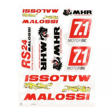 Stickerset Malossi-RS24/MHR 10-delig rood/geel/zwart universeel origineel 339780.16