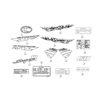 Emblemen - Stickers - Logo Kymco Super8 50 4-takt 2007-2009 Rood zwart