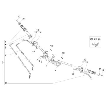 Stuur - Remcilinder- Gaskabel - Handvatten Piaggio Medley 125 IE ABS Euro 4 2016-2019