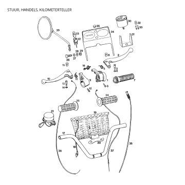 Stuur - hendels - kilometerteller Tomos STANDARD QUADRO LUXE 1996 -1997