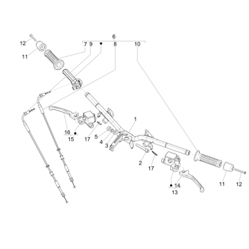 Stuur - Remcilinder- Gaskabel - Handvatten Vespa GTS 250 ie 2005-2016 (zonder ABS)