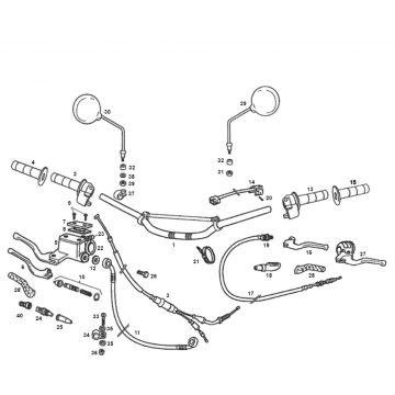 Stuur - Remcilinder - Remhendel - Spiegels - Kabels Derbi Senda R oud model