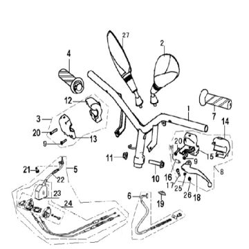 Stuur - Remhendel - Spiegels - Handvatten Generic Ideo 50 2-takt blauw 2007 25
