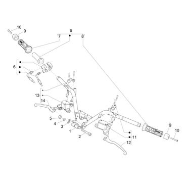 Stuur - Remcilinder- Gaskabel - Handvatten Piaggio MP3 300 HPE / 300 HPE Sport ABS Euro 5 2020-2022