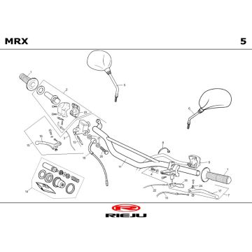 Stuur - Onderdelen stuur - Spiegels Rieju MRX blauw 2004 2-takt