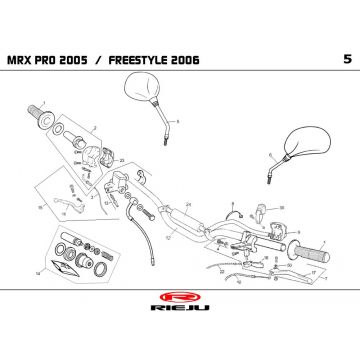 Stuur - Onderdelen stuur - Spiegels Rieju MRX pro zwart 2006 2-takt
