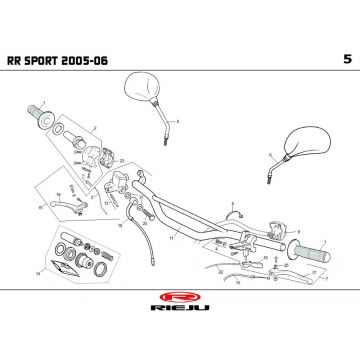 Stuur - Onderdelen stuur - Spiegels Rieju RR Sport rood 2005 2-takt