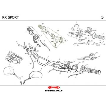 Stuur - Onderdelen stuur - Spiegels Rieju RR Sport zwart 2002 2-takt
