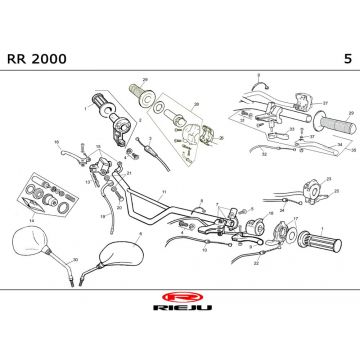 Stuur - Onderdelen stuur - Spiegels Rieju RR zwart 2001 2-takt