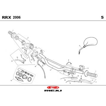 Stuur - Onderdelen stuur - Spiegels Rieju RRX oranje 2008 2-takt