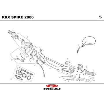 Stuur - Onderdelen stuur - Spiegels Rieju Spike-x wit 2009 2-takt