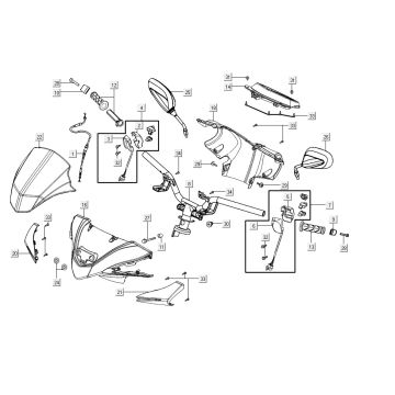 Stuur - Stuurkappen - Spiegels - Handvatten - Kabels Kymco Agility 16+ 125 Mat Metallic Light Blue