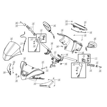 Stuur - Stuurkappen - Spiegels - Handvatten - Kabels Kymco Agility 16+ 125 Mat Metallic Silver