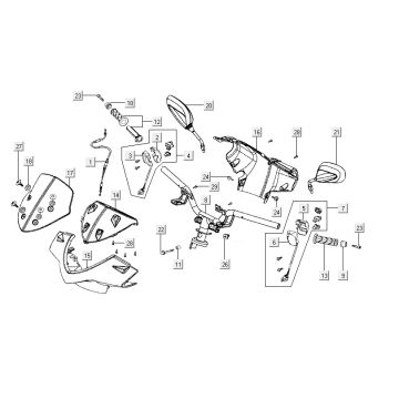Stuur - Stuurkappen - Spiegels - Handvatten - Kabels Kymco Agility CITY 16 150