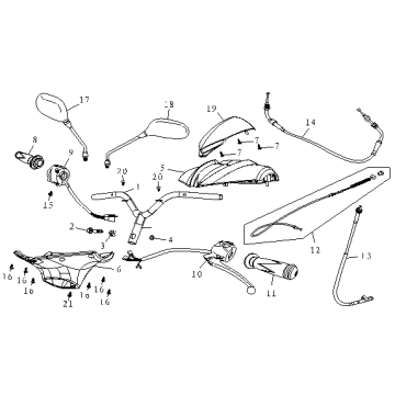 Stuur - Onderdelen stuur China FoX blauw mat
