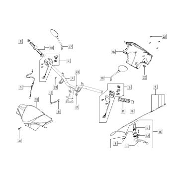 Stuur - Onderdelen stuur Kymco Agility 12' 4-takt zilver