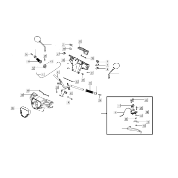 Stuur - Onderdelen stuur Kymco Like 50 Euro 4 2018→ matzwart
