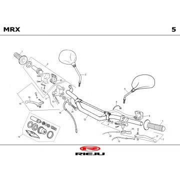 Stuur - Onderdelen stuur - Spiegels Rieju MRX castrol 2001 2-takt