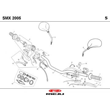 Stuur - Onderdelen stuur Rieju SMX zwart 2004 2-takt