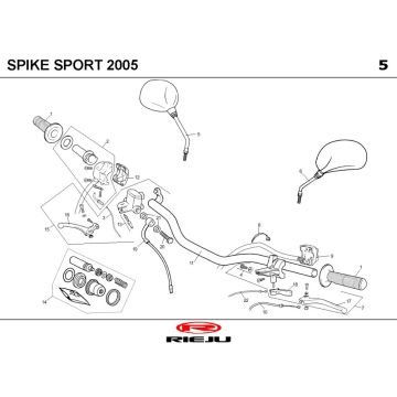 Stuur - Onderdelen stuur Rieju Spike geel 2007 2-takt