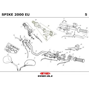 Stuur - Onderdelen stuur Rieju Spike grijs 2003 2-takt