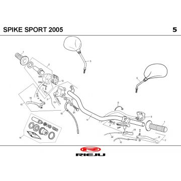 Stuur - Onderdelen stuur Rieju Spike rood 2005 2-takt