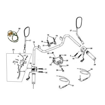 Stuur - Onderdelen stuur Santini Firenze 4-takt