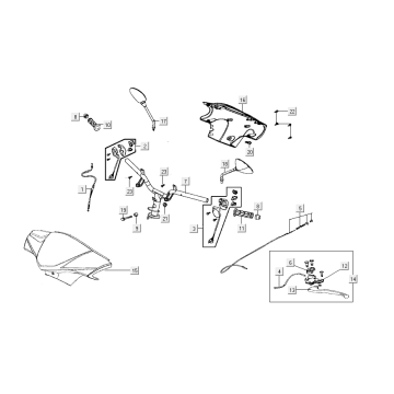 Stuur - Onderdelen stuur kymco Agility FR 12' 4-takt Euro 4 bruin