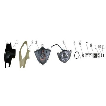 Stuurkappen - Kilometerteller - Cockpit - Koplamp AGM Fly zwart