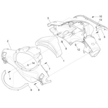 Stuurkappen Piaggio New Fly 4-takt 4V zwart 98/a