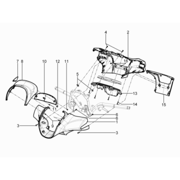 Stuurkappen Piaggio Beverly 350 Sport Touring Euro 3 2013-2014 matzwart 93/B