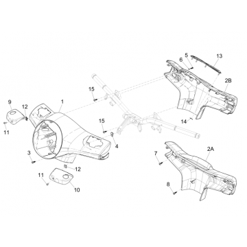 Stuurkappen Vespa GTS 250 ie 2005-2016 (zonder ABS) geel 928/A